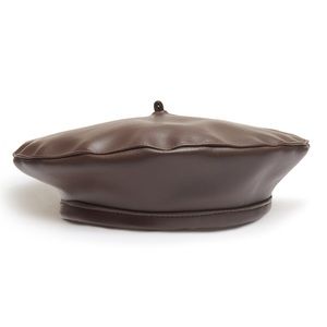 Brown Faux Leather Beret